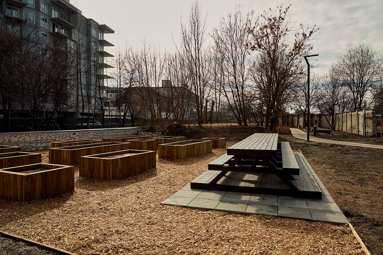 Widok na świeżo wykonaną realizację parku Stacja Wisła (2018).